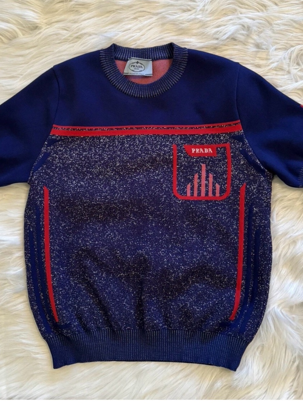 Prada Women’s Navy and Red Knit Sweater
